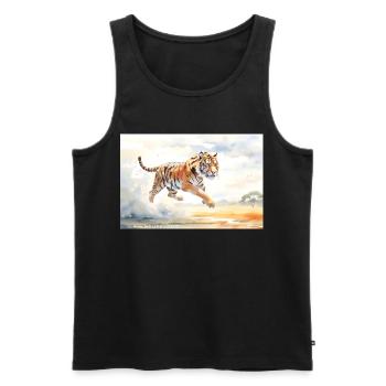 Tiger in Action - Men's Premium Organic Tank Top - black - Front - AI Model Male 178 light (178cm)