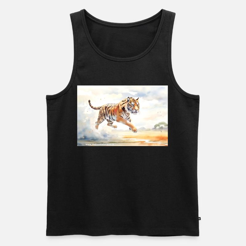 Tiger in Aktion - Männer Premium Bio Tank Top - Schwarz