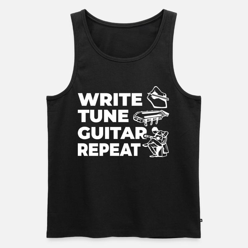 Write Tune Guitar Repeat - Männer Premium Bio Tank Top - Schwarz