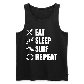 Manger, dormir, surfer, répéter - Débardeur bio Premium Homme - noir - Devant - Michal (187cm)