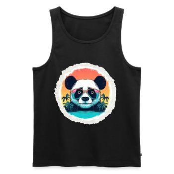 Baby panda in holidays - Men's Premium Organic Tank Top - black - Front - Michal (187cm)