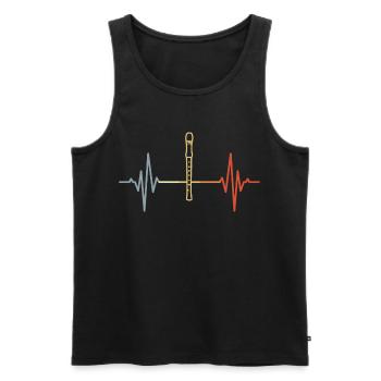 Flûte Heartbeat Retro - Débardeur bio Premium Homme - noir - Devant - AI Model Male 178 light (178cm)