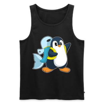 Pinguin Schüler Rucksack Schule - Männer Premium Bio Tank Top - Schwarz - Vorne - AI Model Male 178 light (178cm)