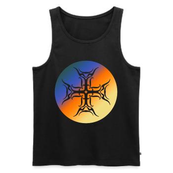 Roundel Tribal Cross Colorful Gradient T-Shirt - Men's Premium Organic Tank Top - black - Front - AI Model Male 178 light (178cm)