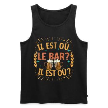 Il est où le bar ? Il est où ? Chanson Drôle Bière - Débardeur bio Premium Homme - noir - Devant - Michal (187cm)