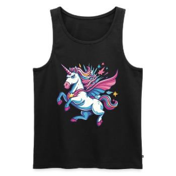 Licorne super-héros superpouvoirs bande dessinée surnaturelle - Débardeur bio Premium Homme - noir - Devant - Michal (187cm)