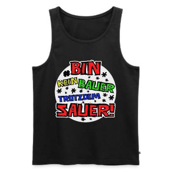 Bin kein Bauer trotzdem sauer - Männer Premium Bio Tank Top - Schwarz - Vorne - Michal (187cm)