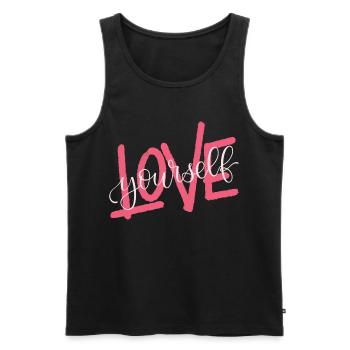 LOVE yourself - Männer Premium Bio Tank Top - Schwarz - Vorne - AI Model Male 178 light (178cm)
