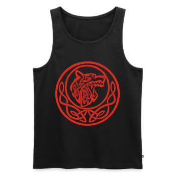 Roter Wolf Mondsymbol - Männer Premium Bio Tank Top - Schwarz - Vorne - AI Model Male 178 light (178cm)