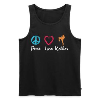 Peace Love Kickboxing - Men's Premium Organic Tank Top - black - Front - AI Model Male 178 light (178cm)