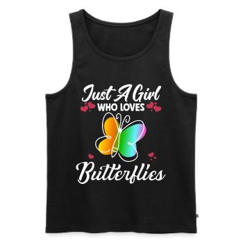 Nur ein Mädchen liebt Schmetterlinge Frühling - Männer Premium Bio Tank Top - Schwarz - Vorne - Michal (187cm)