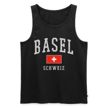 Basel Schweiz Emblem Druck - Männer Premium Bio Tank Top - Schwarz - Vorne - AI Model Male 178 light (178cm)