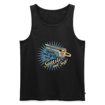 Spätzle mit Soß' - Männer Premium Bio Tank Top - Schwarz - Vorne - Michal (187cm)