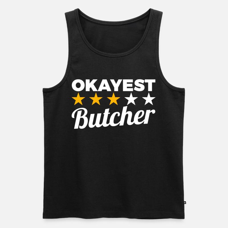 Okayest Butcher - Männer Premium Bio Tank Top - Schwarz