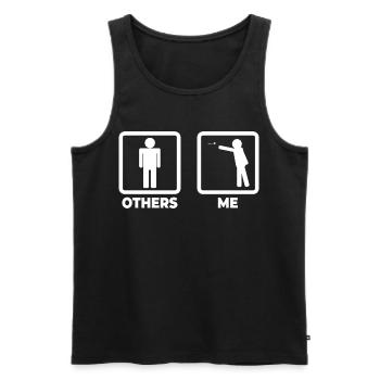 Dart Player Stick Figure - Men's Premium Organic Tank Top - black - Front - AI Model Male 178 light (178cm)