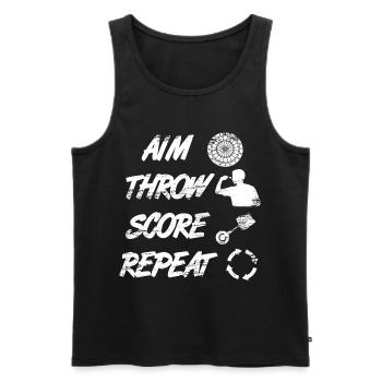 aiming, throwing, pointing, repeating - Men's Premium Organic Tank Top - black - Front - AI Model Male 178 light (178cm)