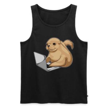 Seal Laptop - Men's Premium Organic Tank Top - black - Front - AI Model Male 178 light (178cm)