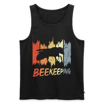 Vintage Imkerei - Männer Premium Bio Tank Top - Schwarz - Vorne - Michal (187cm)