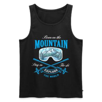 Born on the Mountain - Men's Premium Organic Tank Top - black - Front - AI Model Male 178 light (178cm)