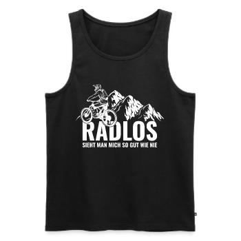 Mountainbike Radlos sieht man mich so gut wie nie - Männer Premium Bio Tank Top - Schwarz - Vorne - Michal (187cm)