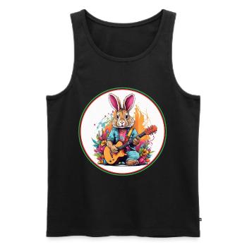 Osterhase mit Gitarre - Männer Premium Bio Tank Top - Schwarz - Vorne - Michal (187cm)