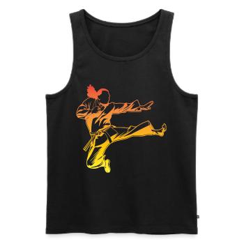 Vintage Karateka - Männer Premium Bio Tank Top - Schwarz - Vorne - Michal (187cm)