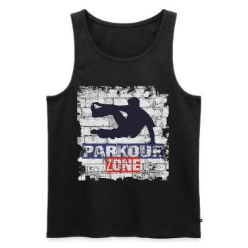 Le parkour - Débardeur bio Premium Homme - noir - Devant - Michal (187cm)