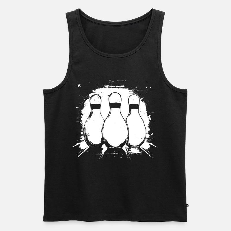 Bowling Zeichnung - Männer Premium Bio Tank Top - Schwarz