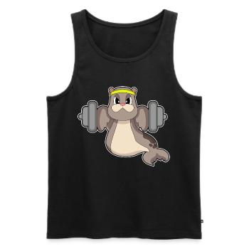 Seal Bodybuilder Barbell Bodybuilding - Men's Premium Organic Tank Top - black - Front - AI Model Male 178 light (178cm)