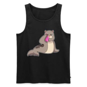 Seal Handkerchief - Men's Premium Organic Tank Top - black - Front - AI Model Male 178 light (178cm)