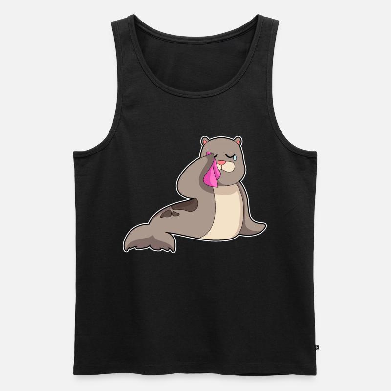 Seehund Taschentuch - Männer Premium Bio Tank Top - Schwarz