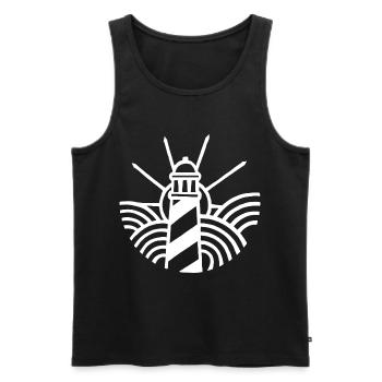 Der weiße Leuchtturm und der Ozean - Männer Premium Bio Tank Top - Schwarz - Vorne - Michal (187cm)