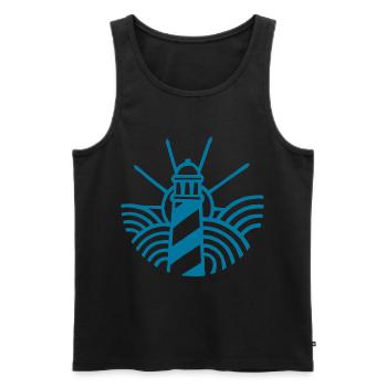 Der blaue Leuchtturm und der Ozean - Männer Premium Bio Tank Top - Schwarz - Vorne - AI Model Male 178 light (178cm)