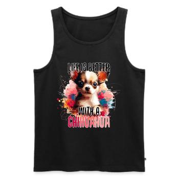Chihuahua chiot mignon vie chien cadeau - Débardeur bio Premium Homme - noir - Devant - Michal (187cm)