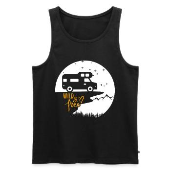 Vanlife et design de style de vie en camping-car - Débardeur bio Premium Homme - noir - Devant - Michal (187cm)