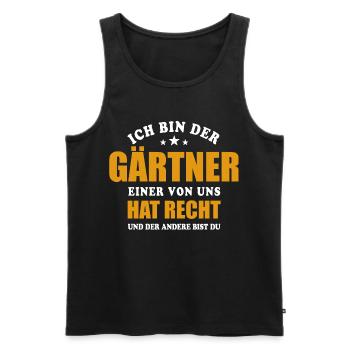 Ich bin der Gärtner - einer von uns hat Recht - Männer Premium Bio Tank Top - Schwarz - Vorne - Michal (187cm)