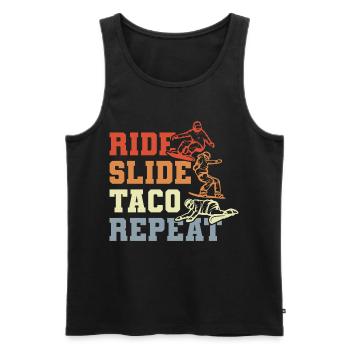 Taco Snowboarding - Men's Premium Organic Tank Top - black - Front - AI Model Male 178 light (178cm)