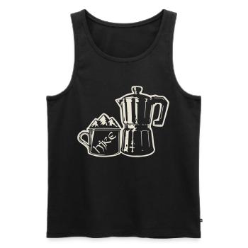 Coffee Hike - Mountain Espresso [Weiß] - Männer Premium Bio Tank Top - Schwarz - Vorne - AI Model Male 178 light (178cm)