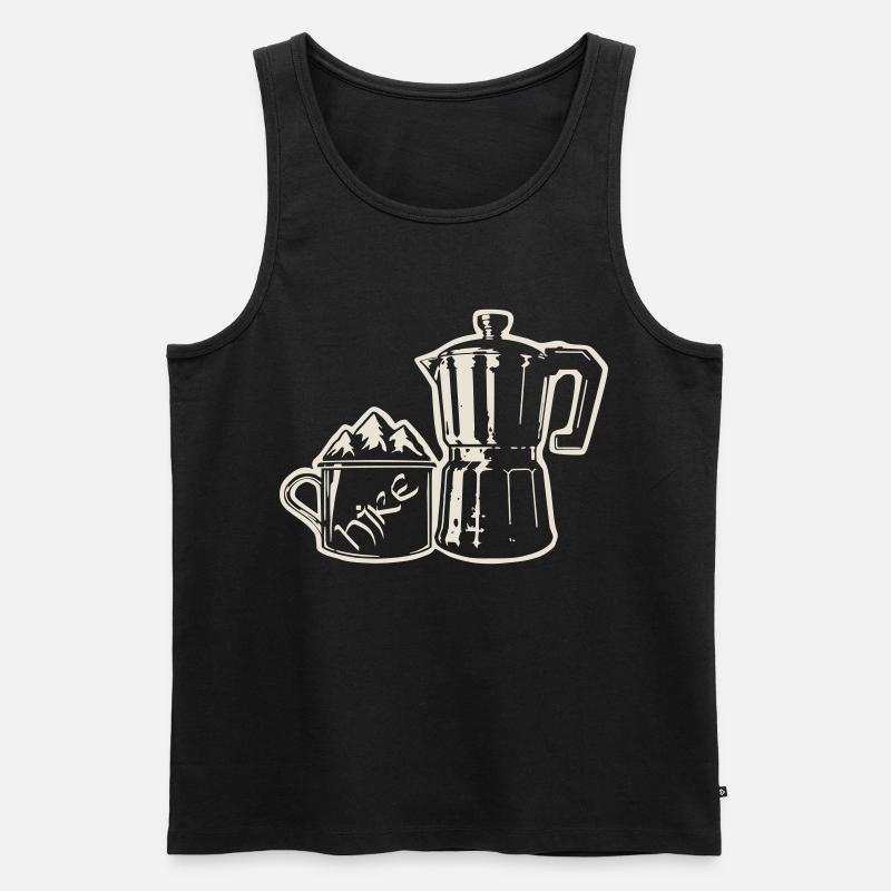 Coffee Hike - Mountain Espresso [Weiß] - Männer Premium Bio Tank Top - Schwarz