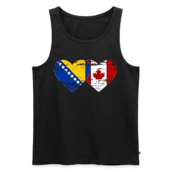 Coeur de drapeau de la Bosnie et du Canada utilisé - Débardeur bio Premium Homme - noir - Devant - Michal (187cm)