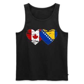 Canada Bosnie drapeau coeur utilisé - Débardeur bio Premium Homme - noir - Devant - Michal (187cm)