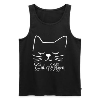 Cat Cat Mom Cat Mom Silhouette Outline Lineart - Men's Premium Organic Tank Top - black - Front - AI Model Male 178 light (178cm)