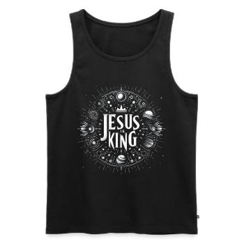 Jesus is King Circle Design - Men's Premium Organic Tank Top - black - Front - AI Model Male 178 light (178cm)