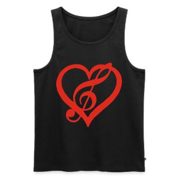Music in the Heart (Red) - Men's Premium Organic Tank Top - black - Front - AI Model Male 178 light (178cm)