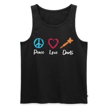 Frieden Liebe Darts - Männer Premium Bio Tank Top - Schwarz - Vorne - AI Model Male 178 light (178cm)