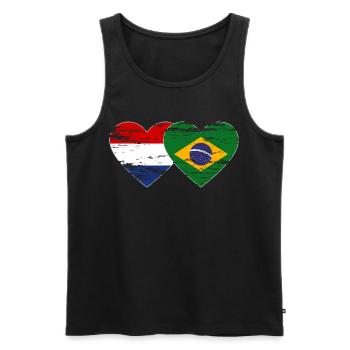 Hollande Brésil drapeau coeur utilisé - Débardeur bio Premium Homme - noir - Devant - Michal (187cm)