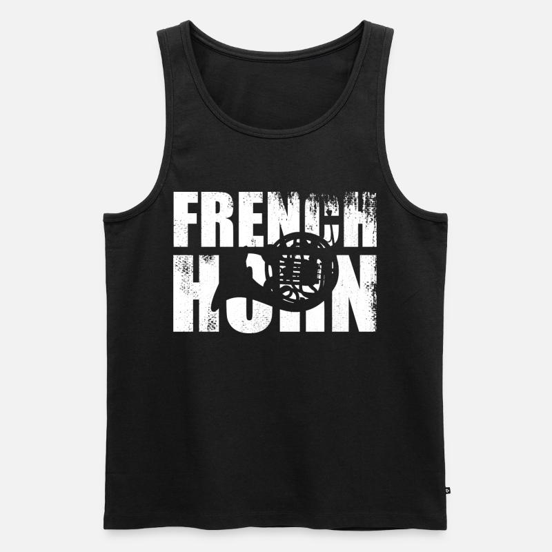 Retro Waldhorn - Männer Premium Bio Tank Top - Schwarz