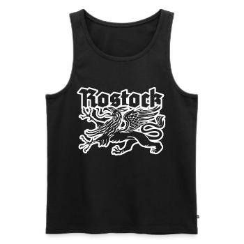 Rostock - Männer Premium Bio Tank Top - Schwarz - Vorne - AI Model Male 178 light (178cm)