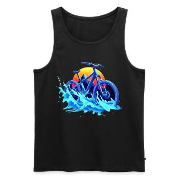 Mountain Biking Vaporwave - Men's Premium Organic Tank Top - black - Front - Michal (187cm)
