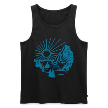 Paysage de vacances (bleu) - Débardeur bio Premium Homme - noir - Devant - Michal (187cm)